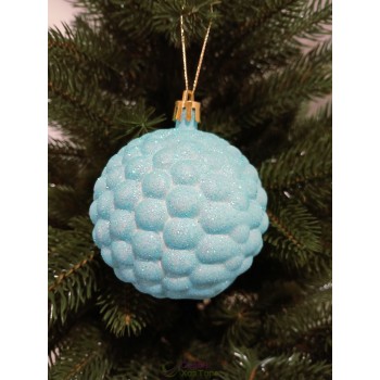 Новогодний шар в блестках "Бульбашка" голубой Ø80мм, цена за набор 4шт